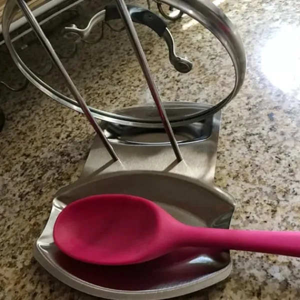 Skeholder>Praktisk skeholder og grydelågsholder Redskabsholder Rustfrit stål Grydedæksel Låghylde Stativ Skeholder