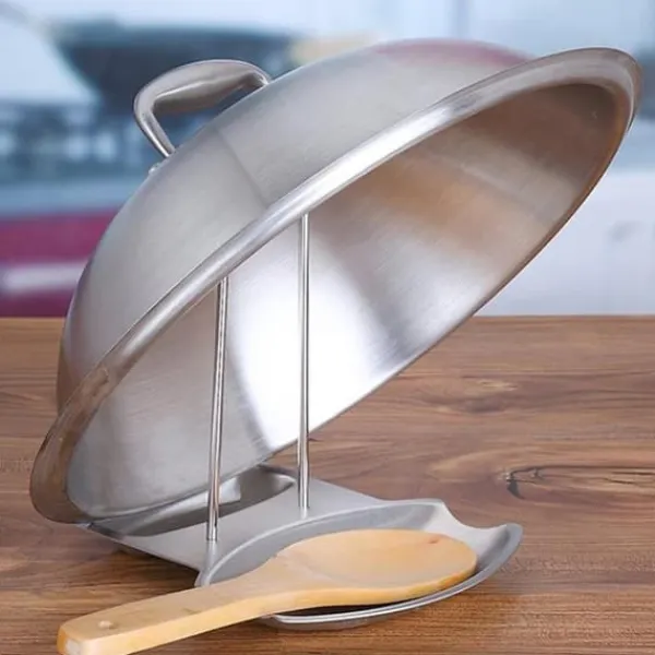 Skeholder>Praktisk skeholder og grydelågsholder Redskabsholder Rustfrit stål Grydedæksel Låghylde Stativ Skeholder
