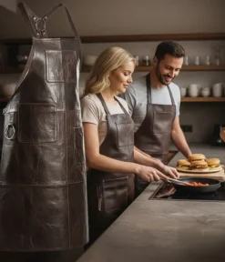 PREMIUM LÆDER FORKLÆDE GRILL / GRILL / BARISTA / KOK / FRISØR FORKLÆDE BRUN VINTAGE Hot