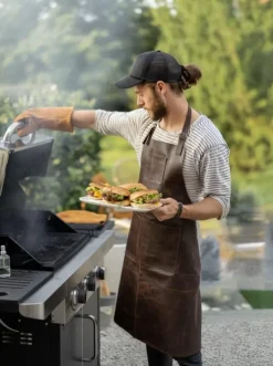 PREMIUM LÆDER FORKLÆDE GRILL / GRILL / BARISTA / KOK / FRISØR FORKLÆDE BRUN VINTAGE Hot