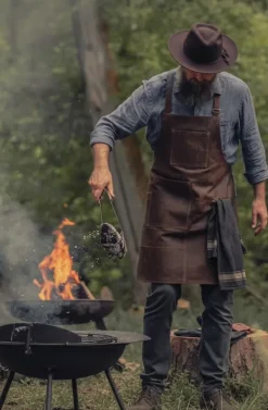 PREMIUM LÆDER FORKLÆDE GRILL / GRILL / BARISTA / KOK / FRISØR FORKLÆDE BRUN VINTAGE Hot