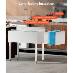 Professionel Isspand 95,3l, Under-bar Model, Med Skydelåg, Ideel til Køkkener Online