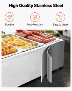 Professionel madvarmer - Elektrisk bain marie - 1500 W - Rustfrit stål - 6 beholdere med låg - Hurtig opvarmning - Bordmodel New
