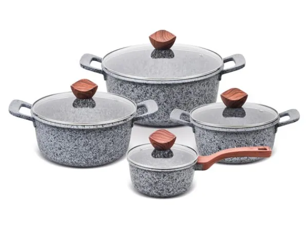 PROMIS Grydesæt GRANITE, gryde 16 cm, gryder 20, 24, 28 brune håndtag Sale