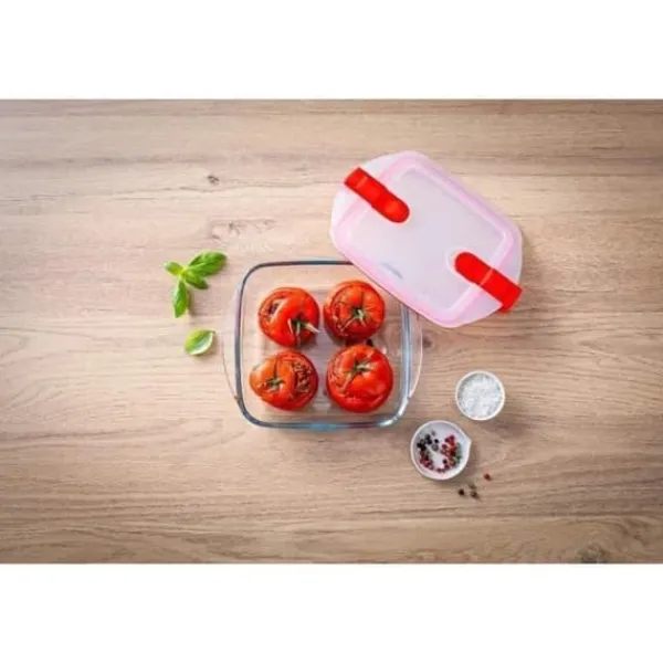Beholdere Til Madopbevaring>PYREX - COOK & HEAT - Fyrkantig glaslåda med lock 20 * 17 cm