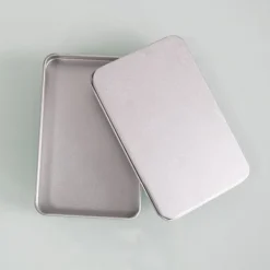 Rektangulær blikdåse - Sølv (12.5x8x1.5cm) Sale