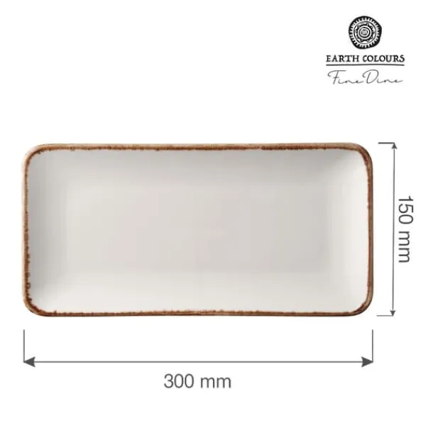 Rektangulær Tallerken Vanilje 300x150 mm (4 stk) Clearance