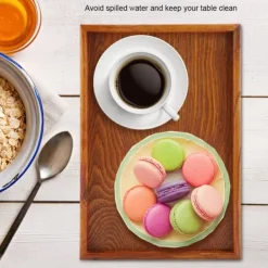Rektangulært træ tebakke serveringsbord tallerken snacks mad opbevaringsskål til hotelhjem (35*24cm) Best