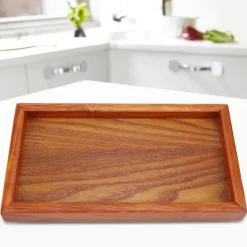 Rektangulært træ tebakke serveringsbord tallerken snacks mad opbevaringsskål til hotelhjem (22*12cm) Hot