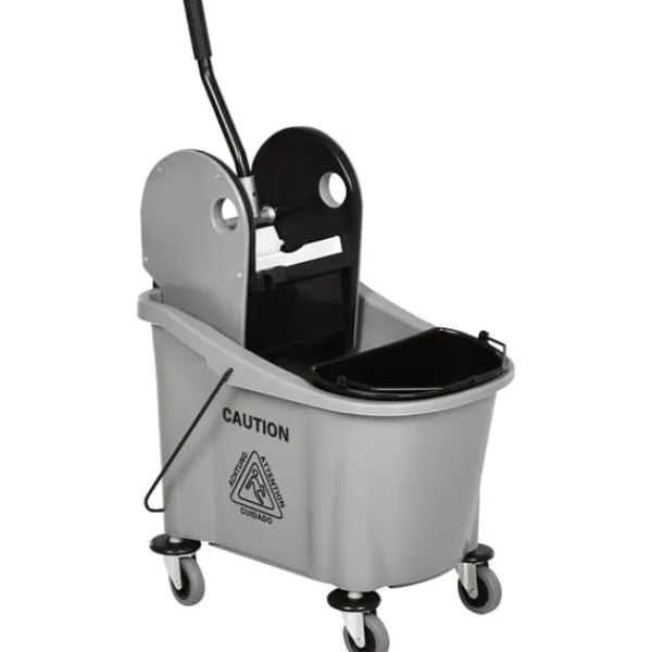 Rengøringsvogn 36 L med vrider, grå, 54×41×91,5 cm New