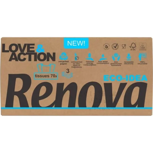 Renova Love&Action Aftageligt væv 70 stk Hot