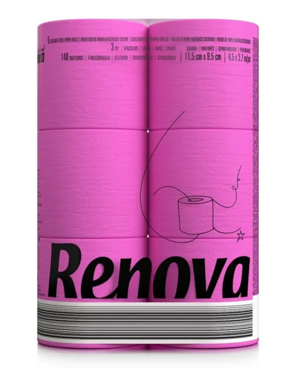 Toiletpapir>Renova Pink Duftende Toiletpapir 16,1 m 3-lags 140 ark 6 ruller