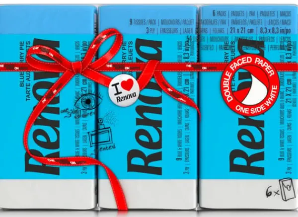 Papirlommetørklæder>Renova Røde etiket blå servietter 6x9 stk