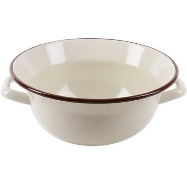 Tallerkener & Bordservicer>Retro beige emaljeret køkkenskål i stål BRUN 26cm 2,5L ORION 720261