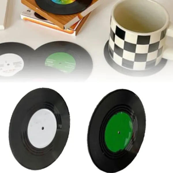 Bordskånere Til Glas>Retro Funny Recordings Disk Coasters til Drink Bars Kaffe