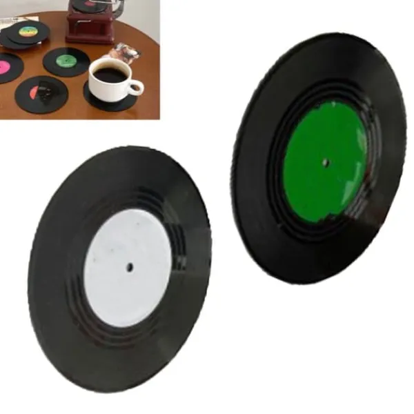 Bordskånere Til Glas>Retro Funny Recordings Disk Coasters til Drink Bars Kaffe