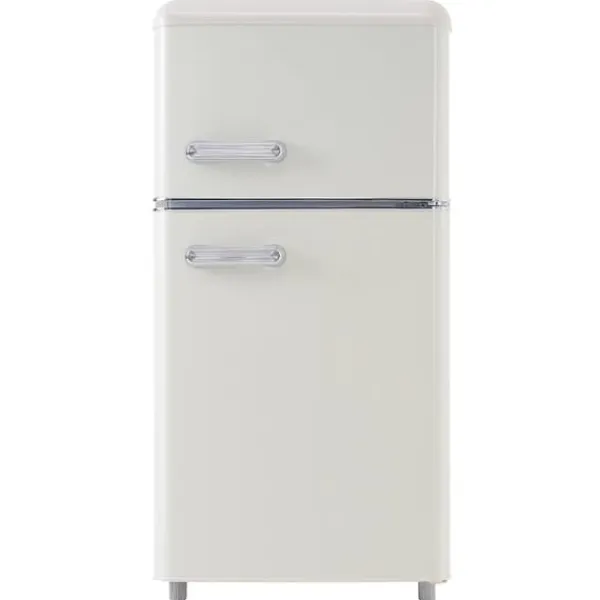 Retro Køleskab, Dobbeltdør, 72L køleskab, 21L fryser, 120 kWh/år, LED-lys, Flerfarvet, Energiklasse E Outlet