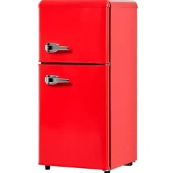 Retro Køleskab, Gefrier Kombination, 88,8 cm, 60L Køleskab, 22L Fryser, 102 kWh/år, LED Lys, Premium Rød, Energiklasse E Sale