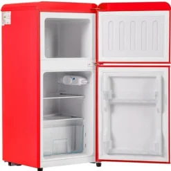 Retro Køleskab, Gefrier Kombination, 88,8 cm, 60L Køleskab, 22L Fryser, 102 kWh/år, LED Lys, Premium Rød, Energiklasse E Sale