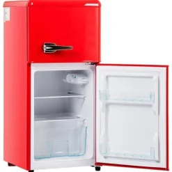 Retro Køleskab, Gefrier Kombination, 88,8 cm, 60L Køleskab, 22L Fryser, 102 kWh/år, LED Lys, Premium Rød, Energiklasse E Sale