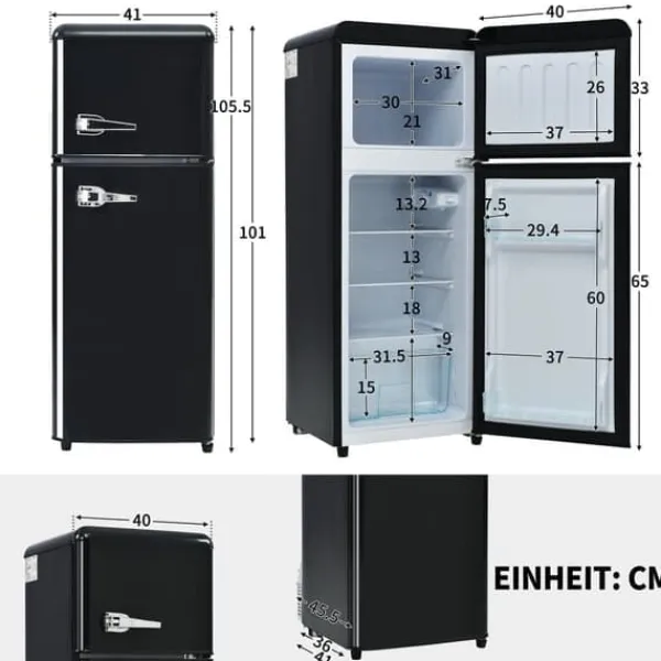 Kombineret Køle- & Fryseskab>Retro Køleskab, Køle-/fryseskab, 105,5 cm, 92L, 28L fryser, Energiklasse D