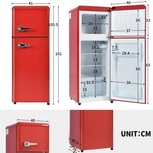 Retro-Køleskab, Køle-/fryseskab, 105,5 cm, 92L, 28L fryser, 116 kWh/år Hot