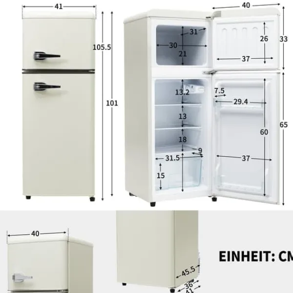 Retro-Køleskab, Køle-/fryseskab, 105,5 cm, 92L, 28L fryser, 116 kWh/år Hot