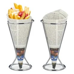 Tilbehør Til Madservering>Robust pommes frites-holdersæt med 2 stk. i rustfrit stål