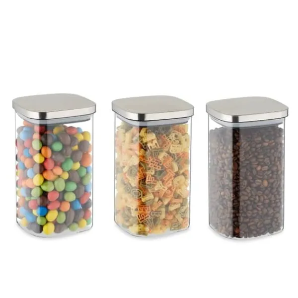 Robust sæt med 3 opbevaringskrukker med låg 1200 ml Discount
