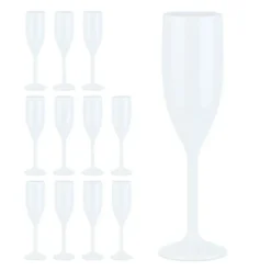 Glas>Robuste champagneglas i plastik, sæt med 12 stk.