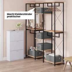 Rootz 6 -stykke opbevaringsboks sæt - Organisering af skraldespande - Foldede containere - Nem transporthåndtag - Grå - 27L - 48x29x20cm New