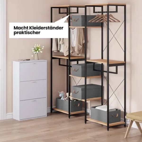 Rootz 6 -stykke opbevaringsboks sæt - Organisering af skraldespande - Foldede containere - Nem transporthåndtag - Grå - 27L - 48x29x20cm New