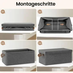 Rootz 6 -stykke opbevaringsboks sæt - Organisering af skraldespande - Foldede containere - Nem transporthåndtag - Grå - 27L - 48x29x20cm New
