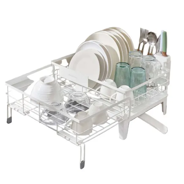 Opvaskestativer & Tørrestativer>Rootz dryp ramme - Tørringsstativ - Rumbesparende - Steel & PP Plastik - Hvid - 31-56 cm x 42 cm x 20cm