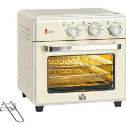 Rootz 5-i1 miniovn - 20 L Kapacitet - 1400w - 1 bagerist - 1 bageplade - 60 Min. Timer - Råhvid - 36L x 37,7W x 34,5H cm New