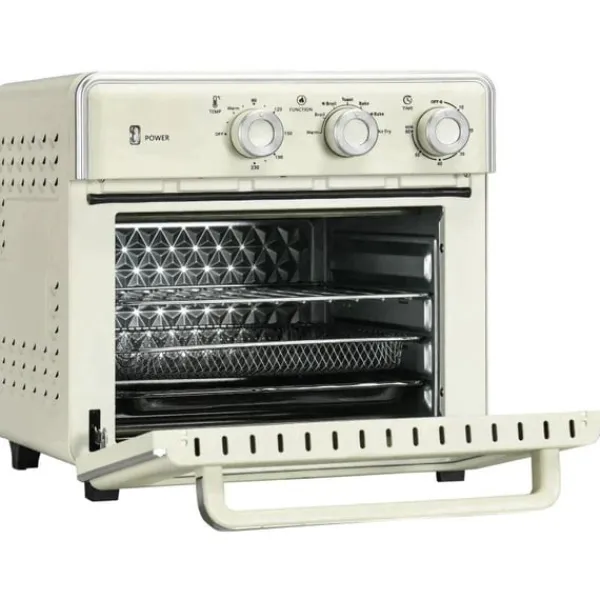 Rootz 5-i1 miniovn - 20 L Kapacitet - 1400w - 1 bagerist - 1 bageplade - 60 Min. Timer - Råhvid - 36L x 37,7W x 34,5H cm New