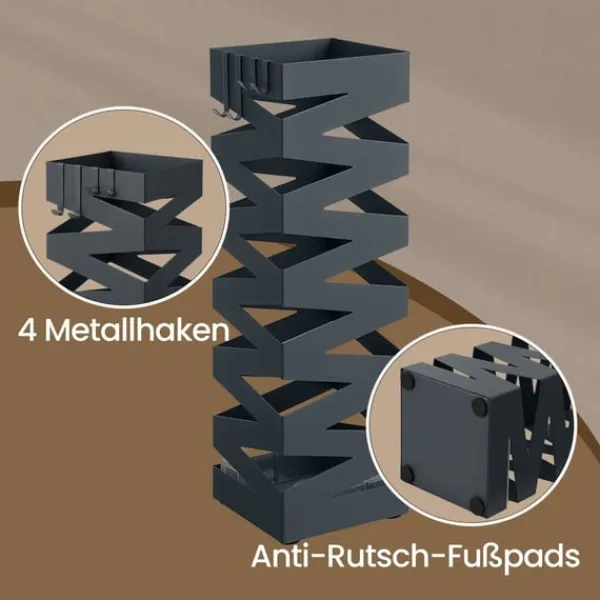 Opbevaringskroge & Hylder>Rootz Iron Paraply Stand - Screen Stand - Metal Holder - Stilfuld indretning - 15,5 cm x 15,5 cm x 49 cm