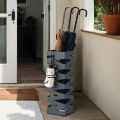 Opbevaringskroge & Hylder>Rootz Metal Paraply Stand - Screen Stand - Water Aschard - 4 Hooks inkluderet - Grå - 15,5 cm x 15,5 cm x 49 cm