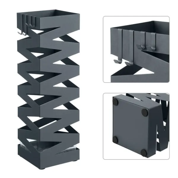 Opbevaringskroge & Hylder>Rootz metal paraplystativ - farve antracit - udendørs stativ - gårdhaveindretning - robust konstruktion - 15,5 cm x 15,5 cm x 49 cm