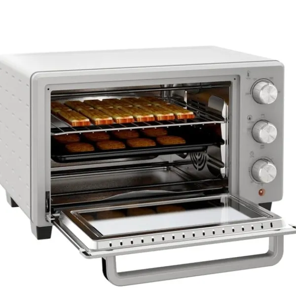 Ovne>Rootz Mini Ovn - Brødrister - Brødovn - 21L Kapacitet - Justerbar temperatur - 3 tilberedningstilstande - Rustfrit stål - 46 cm x 38,5 cm x 29 cm