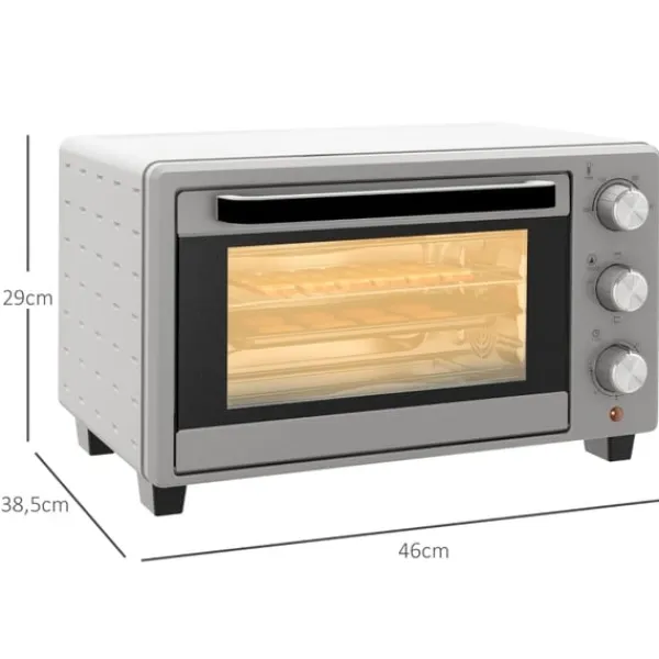 Ovne>Rootz Mini Ovn - Brødrister - Brødovn - 21L Kapacitet - Justerbar temperatur - 3 tilberedningstilstande - Rustfrit stål - 46 cm x 38,5 cm x 29 cm