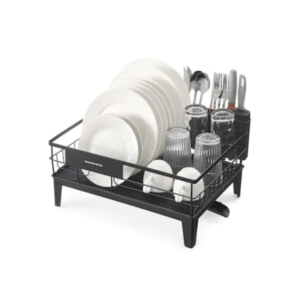 Rootz opvask ramme - opvaskestativ - tørringsstativ - stål & PP plastik - rumbesparende - 31 cm x 42 cm x 18,5 cm - sort Hot