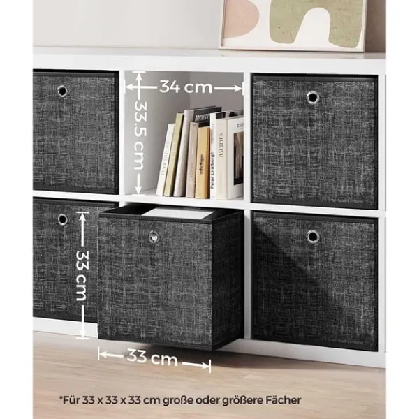 Opbevaringsæsker Til Hjemmet>Rootz 6-pak opbevaringsbokssæt - Sort broget organisering - Papspand - Ikke-vævet stofbeholder - Letvægts - Holdbar - Rummelig - 33 cm x 33 cm x 33 cm | CDON