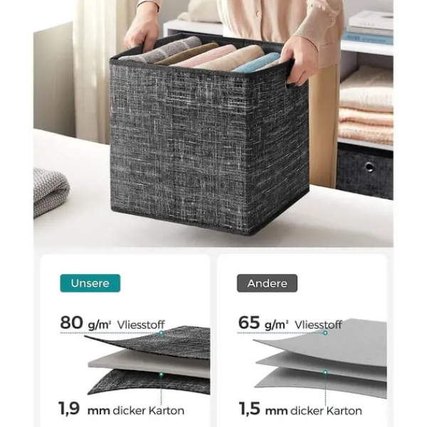Opbevaringsæsker Til Hjemmet>Rootz 6-pak opbevaringsbokssæt - Sort broget organisering - Papspand - Ikke-vævet stofbeholder - Letvægts - Holdbar - Rummelig - 33 cm x 33 cm x 33 cm | CDON