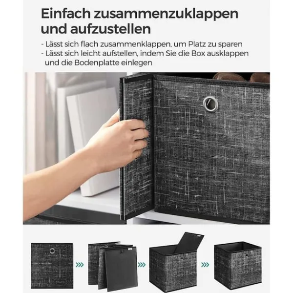 Opbevaringsæsker Til Hjemmet>Rootz 6-pak opbevaringsbokssæt - Sort broget organisering - Papspand - Ikke-vævet stofbeholder - Letvægts - Holdbar - Rummelig - 33 cm x 33 cm x 33 cm | CDON
