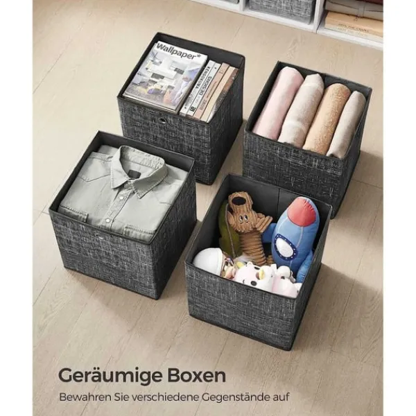Opbevaringsæsker Til Hjemmet>Rootz 6-pak opbevaringsbokssæt - Sort broget organisering - Papspand - Ikke-vævet stofbeholder - Letvægts - Holdbar - Rummelig - 33 cm x 33 cm x 33 cm | CDON