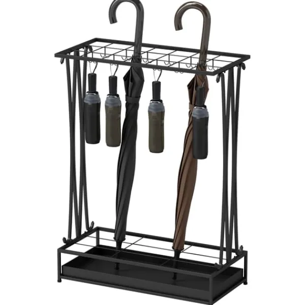 Opbevaringskroge & Hylder>Rootz paraply stand - paraplyholder - Rainwater Collector - 24 Hooks & 21 åbninger - Holdbart ståldesign - 50x24x68 cm