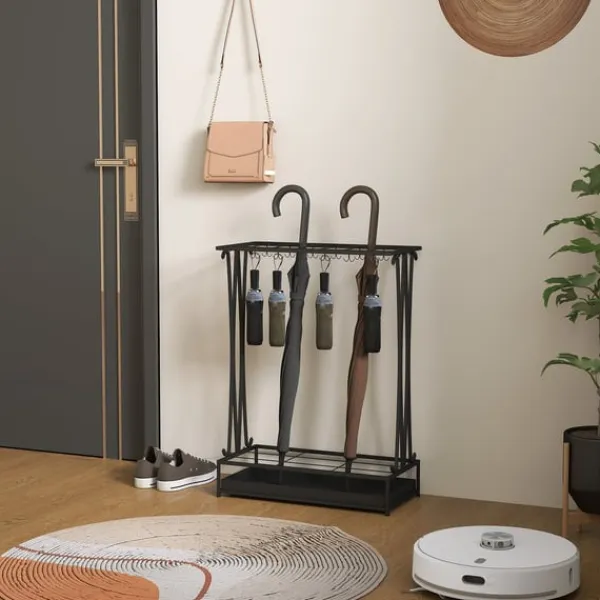 Opbevaringskroge & Hylder>Rootz paraply stand - paraplyholder - Rainwater Collector - 24 Hooks & 21 åbninger - Holdbart ståldesign - 50x24x68 cm