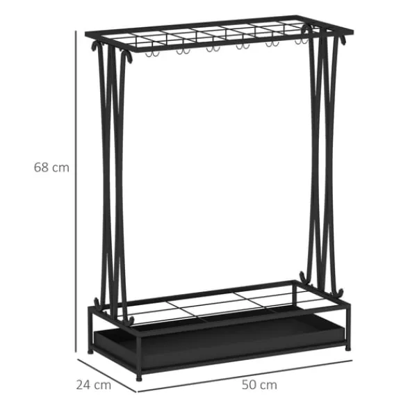 Opbevaringskroge & Hylder>Rootz paraply stand - paraplyholder - Rainwater Collector - 24 Hooks & 21 åbninger - Holdbart ståldesign - 50x24x68 cm