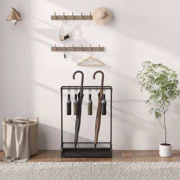 Opbevaringskroge & Hylder>Rootz paraply stand - paraplyholder - Rainwater Collector - 24 Hooks & 21 åbninger - Holdbart ståldesign - 50x24x68 cm